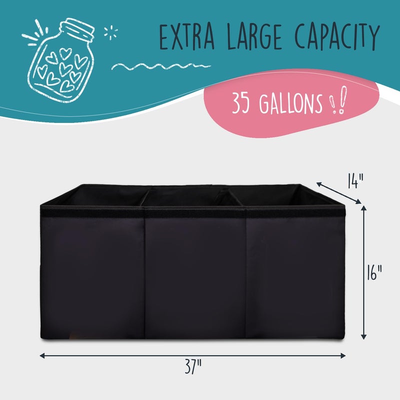 SoftOwl Extra Large Toy Storage Organizer with Lid - Sturdy, Collapsible Toy Chest Storage Box Design - Toys Bin with Dividers for Kids, Nursery, Bedroom, Playroom 37"x16"x14" - Image 2