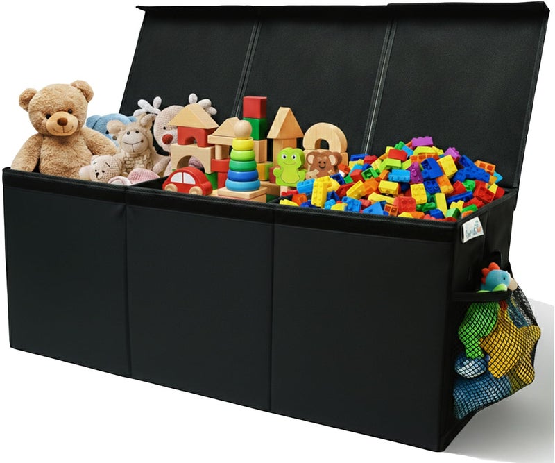 SoftOwl Extra Large Toy Storage Organizer with Lid - Sturdy, Collapsible Toy Chest Storage Box Design - Toys Bin with Dividers for Kids, Nursery, Bedroom, Playroom 37"x16"x14" - Image 1