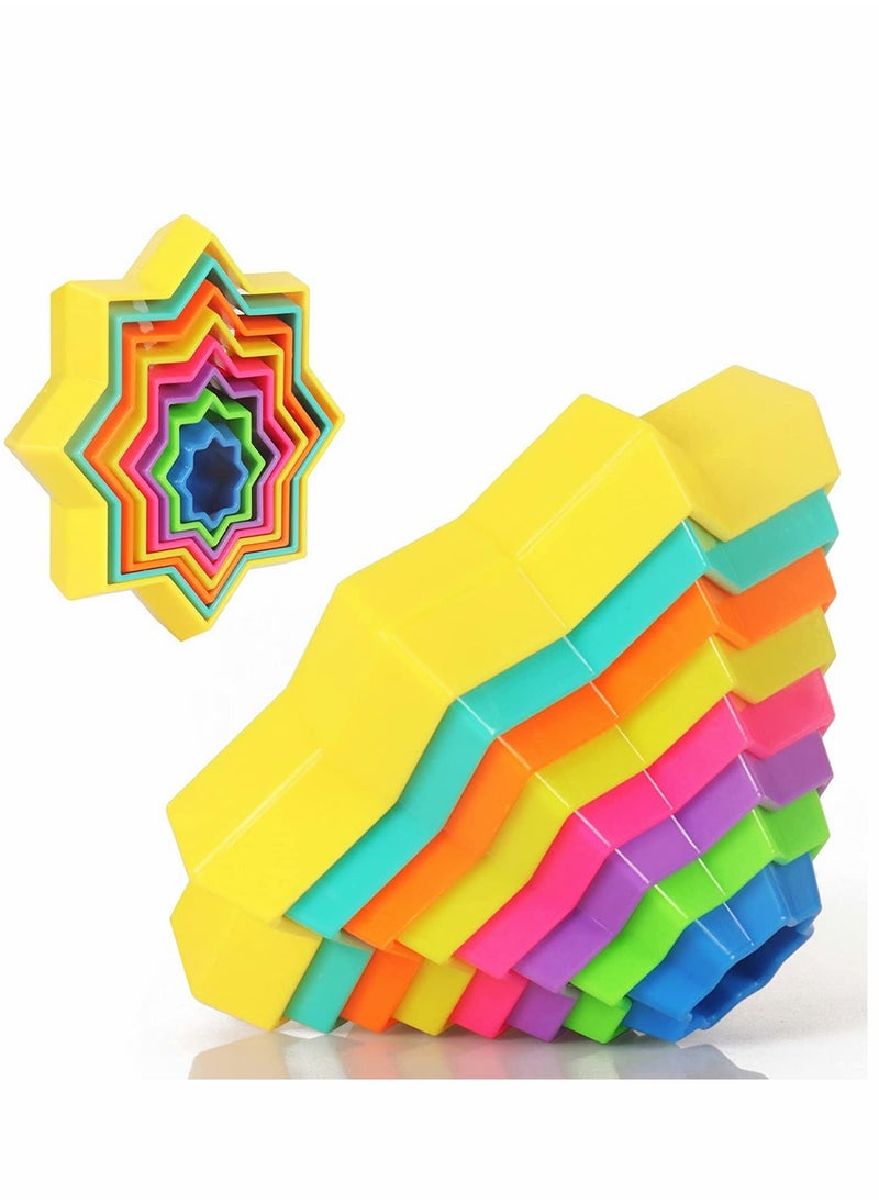 KASTWAVE Star Fidget 3D Magic Star Circles Fidget Spinner Colorful Sensory Portable Fidget Stress Relief Novelty Puzzle Game Anti Anxiety Poper Hand Early Educational Brain Development Gift for Kids  - Image 1