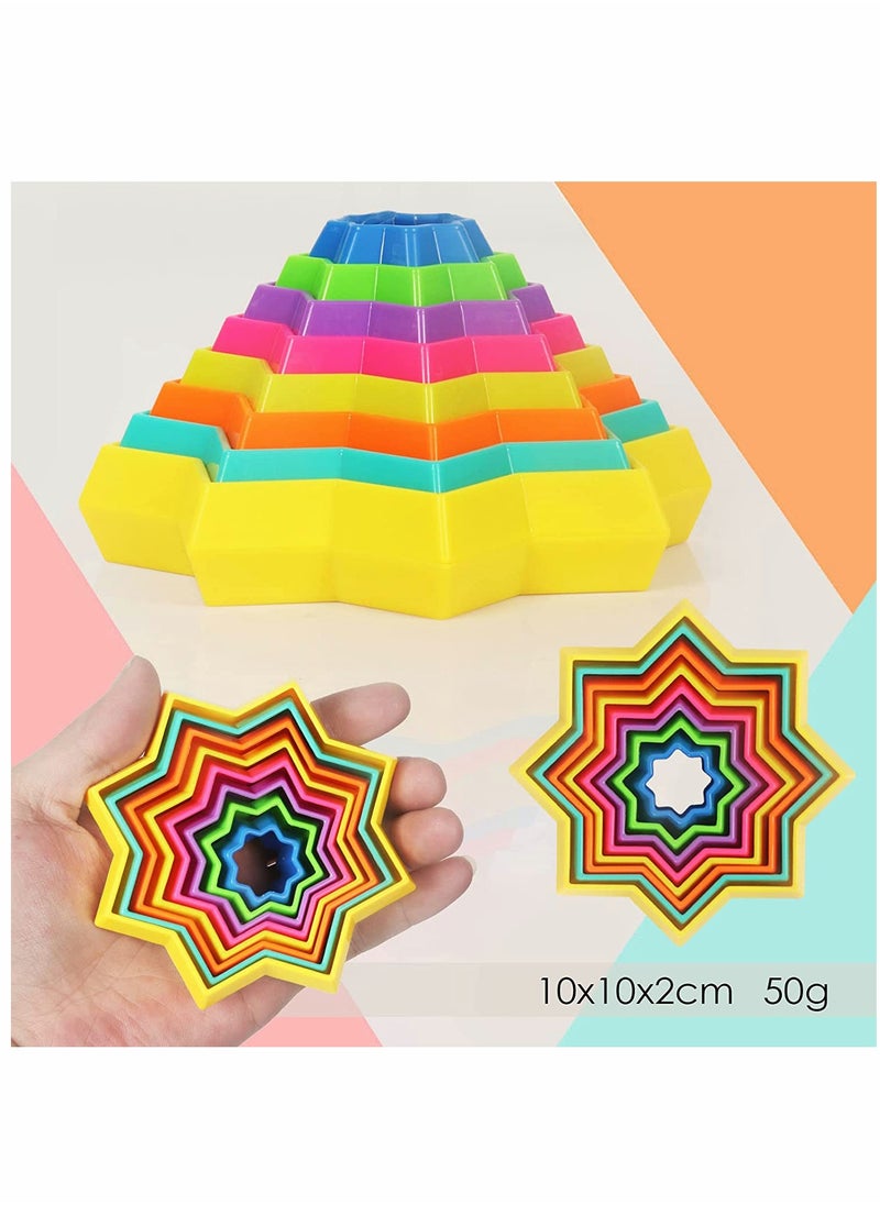 KASTWAVE Star Fidget 3D Magic Star Circles Fidget Spinner Colorful Sensory Portable Fidget Stress Relief Novelty Puzzle Game Anti Anxiety Poper Hand Early Educational Brain Development Gift for Kids  - Image 3