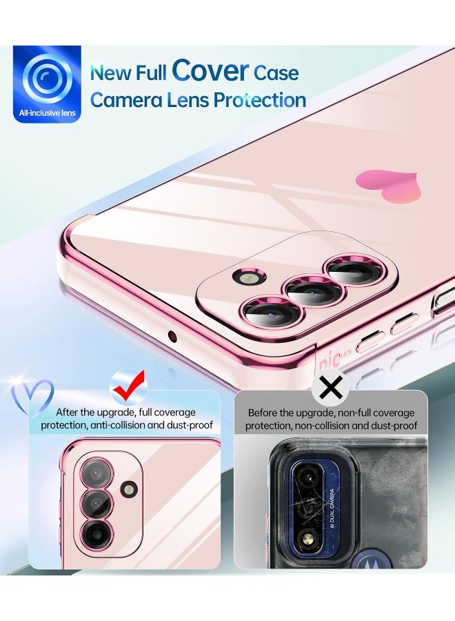 Samsung A17 5G Case Cover for Women Girl, Love Heart Plating Girly Luxury with 4 Corners Shockproof Case for Samsung Galaxy A17, Pink - Image 3