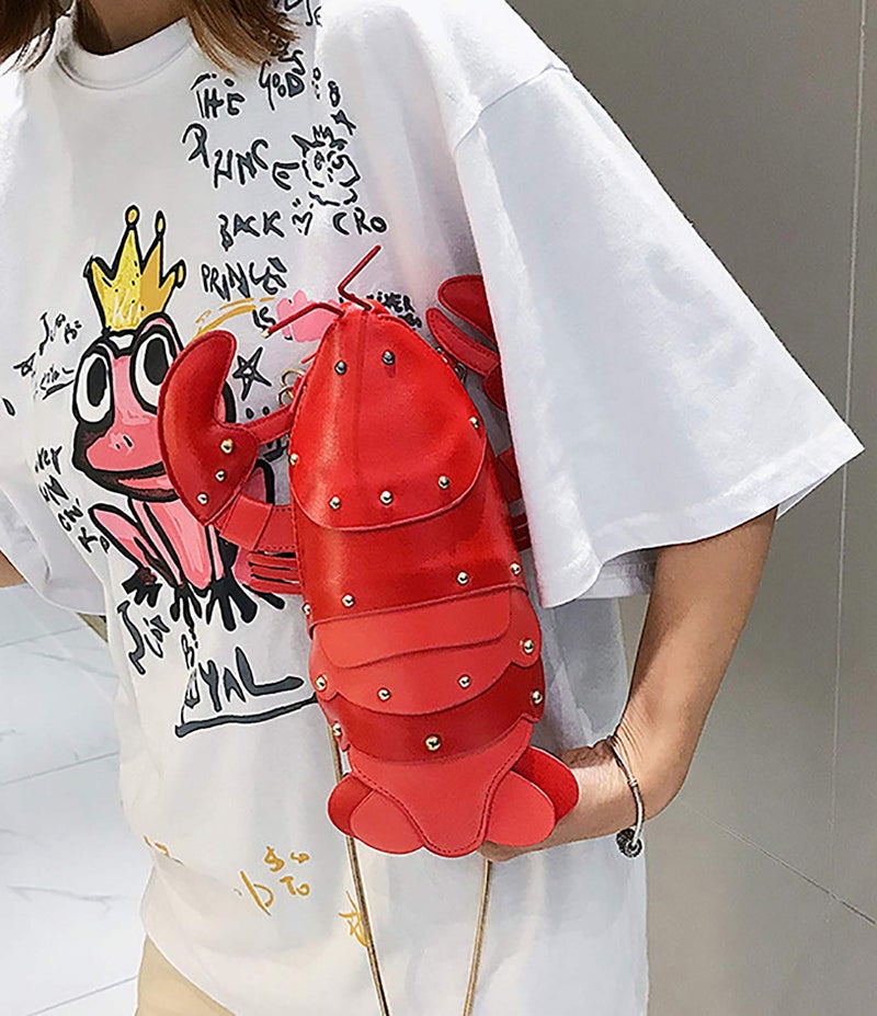 QZUnique Crayfish Shape Handbag Novelty Animal Shaped Purse Crossbody Bag Detachable Shoulder Bag for Women Girl - Image 3