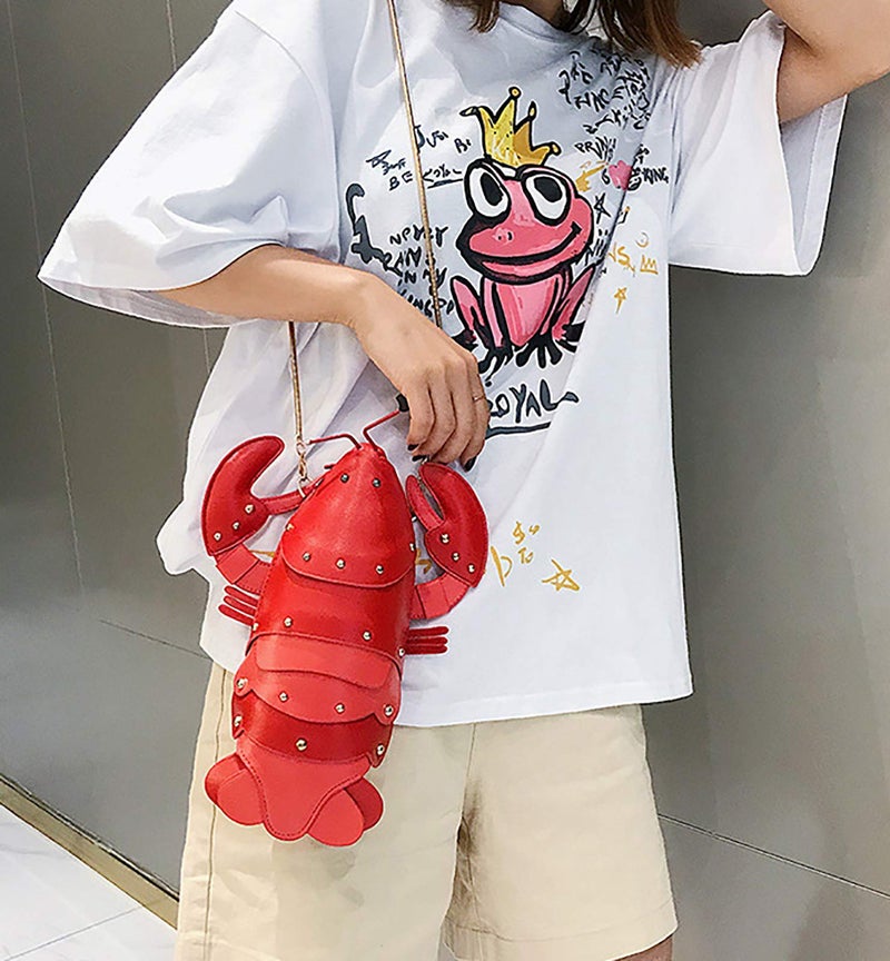 QZUnique Crayfish Shape Handbag Novelty Animal Shaped Purse Crossbody Bag Detachable Shoulder Bag for Women Girl - Image 2