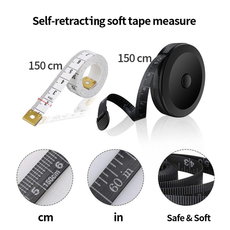 Yolistar BoAn Tape Measure,8 PCS Measuring Tape for Body Fabric Sewing Tailor Cloth,Retractable Soft Sewing Tape Measures,Double Scales Rulers,60-Inch - Image 3