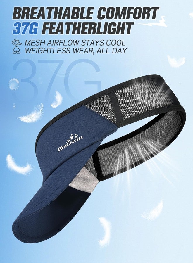GXCROR Sports Sun Visor Hat Men Women, Lightweight Breathable Quick Dry Sports Sun Hat for Running Golf Tennis Navy Blue - Image 3