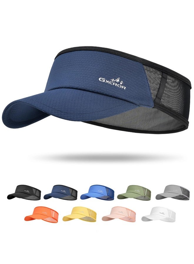 GXCROR Sports Sun Visor Hat Men Women, Lightweight Breathable Quick Dry Sports Sun Hat for Running Golf Tennis Navy Blue - Image 1