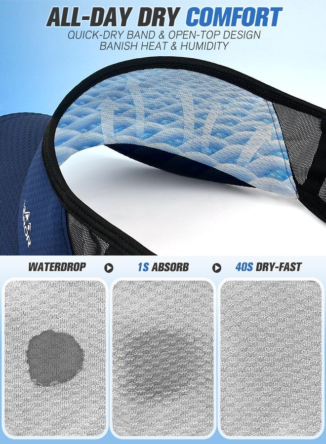 GXCROR Sports Sun Visor Hat Men Women, Lightweight Breathable Quick Dry Sports Sun Hat for Running Golf Tennis Navy Blue - Image 4