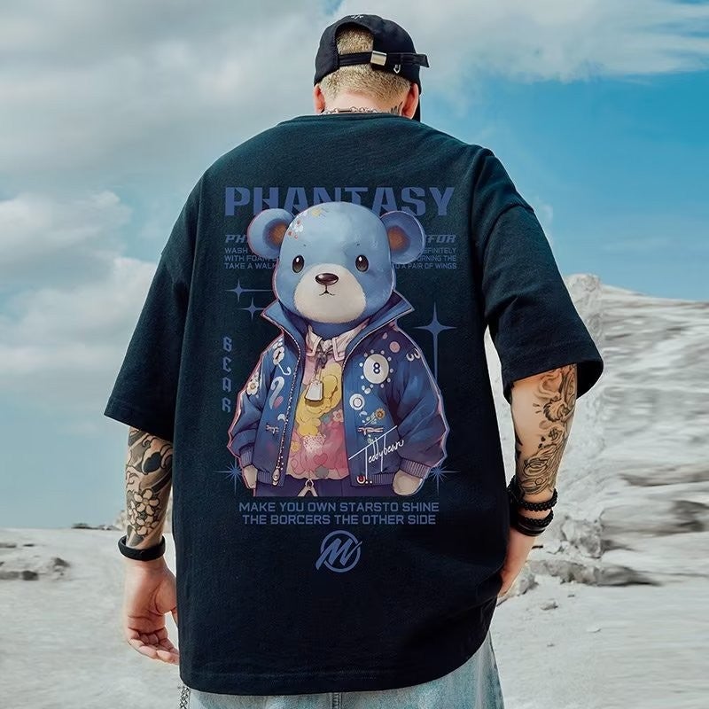 M2 Pure Cotton 2023 Men'S Oversize American Fashion Brand Fat Plus Size Loose Arrow Black Short Sleeve T-Shirt Half Sleeve - Image 1