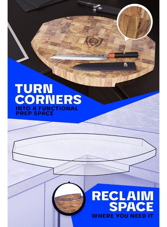 Dalstrong Corner Counter Cutting Board - Tight-Grain Teak Wood - Counter Space Saving Design - Extra Large (24" x 18" x 2.2")  - Image 1