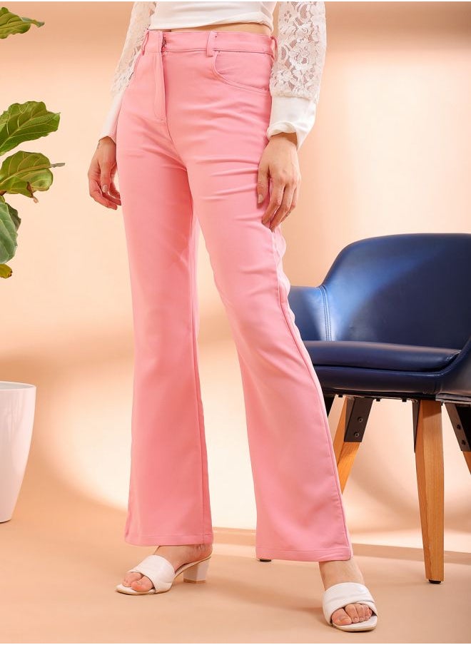 Freehand Women Bootcut Solid Mid-Rise Pants  - Image 3