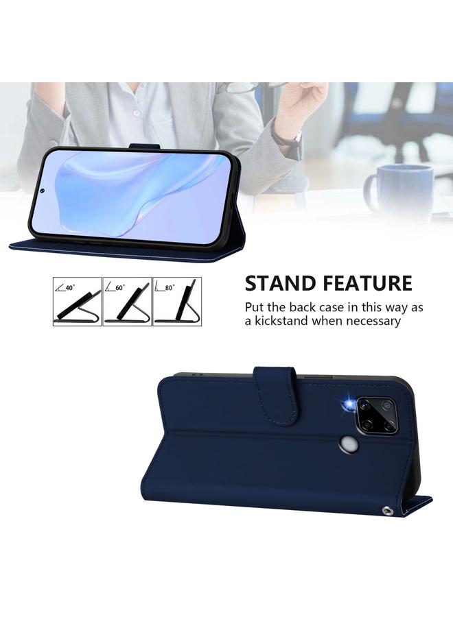 S-TOP Case For Realme C25 / C15 / C12 / C25s Skin Feel Solid Color Leather Phone Case with Lanyard - Image 3