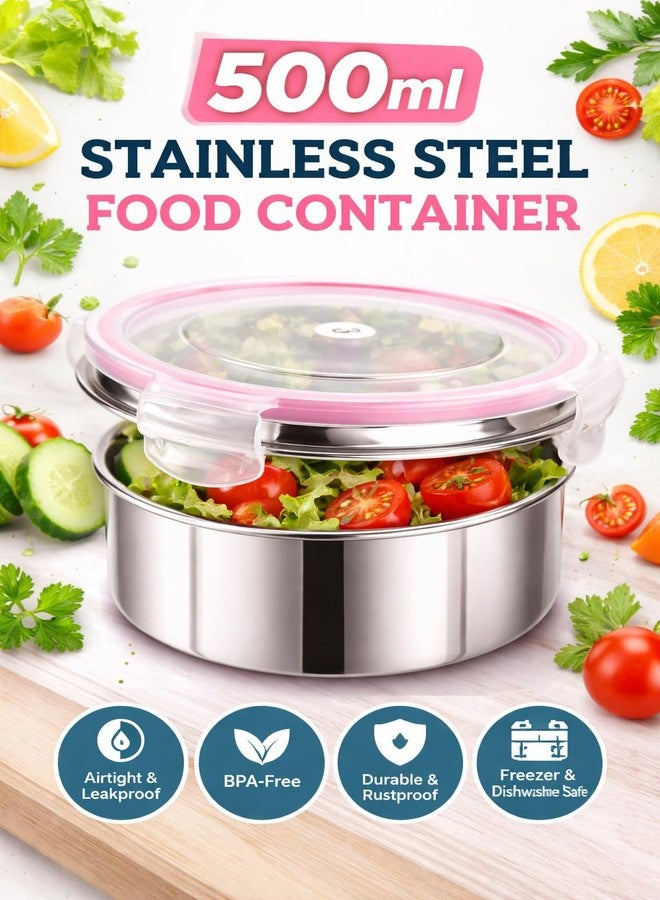 ODMART Stainless Steel Leak Proof Click & Seal Tiffin Container | Airtight Lunch Box for Office, School & Travel | Rust-Free, Easy Grip, Compact Food Storage (500ml) - Image 4