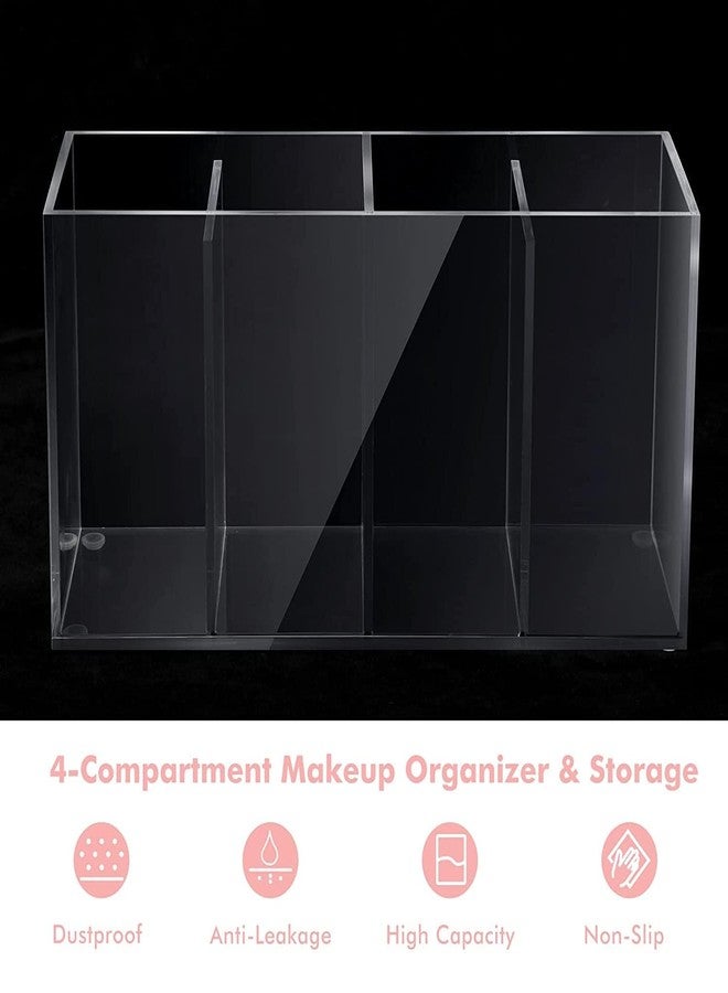 HOMANLY 4 Compartment Acrylic Makeup Organizer with Lid - Clear Cosmetic Storage Box with 4 Trays for Eyelash, Mascara, Brushes, Cotton Balls, Bathroom & Office Use - Image 4