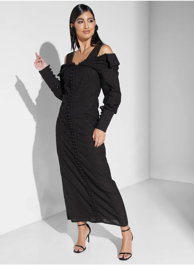 Threadz by Ajooni Shoulder Cut Out Detail Dress