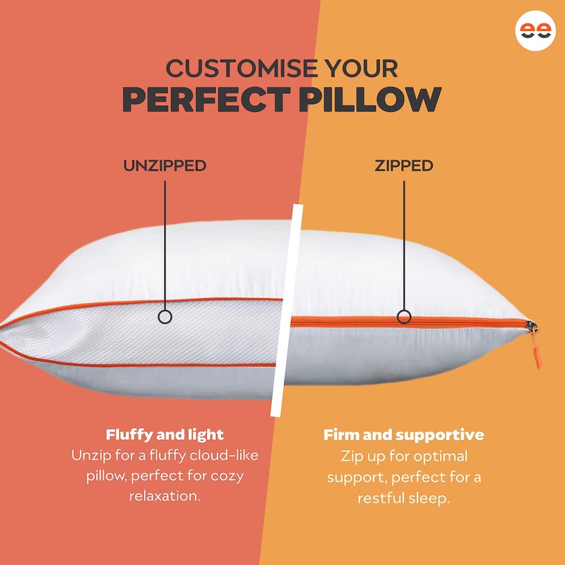 Sleepyhead Sleepyhead Microfiber Pillow with Height & Firmness Adjustable Zipper (White, 27x17 inches, Pack of 1) - Image 2