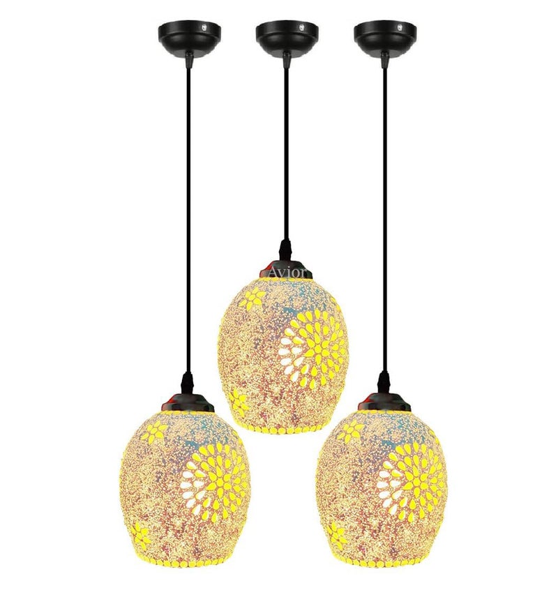 BrightLyt Handcrafted Hanging Lights for Living Room, Hanging Pendant Lamp for Home Decoration, Ceiling Lamps, Hanging Lamp for Hall (Pack of 3) - Image 1