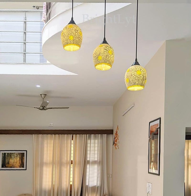 BrightLyt Handcrafted Hanging Lights for Living Room, Hanging Pendant Lamp for Home Decoration, Ceiling Lamps, Hanging Lamp for Hall (Pack of 3) - Image 3