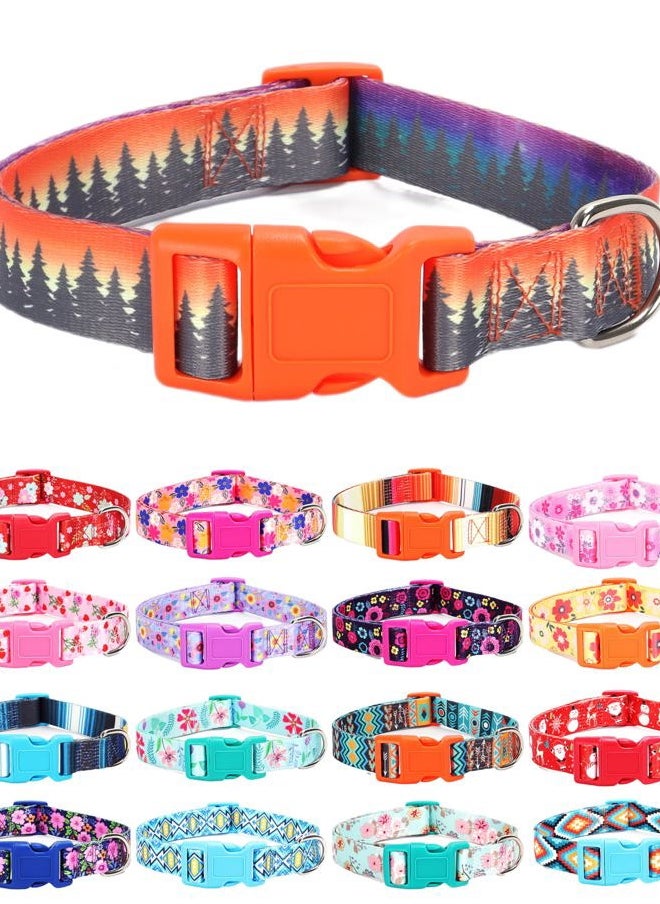 NENESUPPLY Moonpet Dog Collars for Puppy X-Small Small Medium Large Dogs - Unisex Cute Design Boys Girls Dog Pet Collar Soft Adjustable Bohemia Fancy Floral Dog Collars-Forest-L  - Image 1