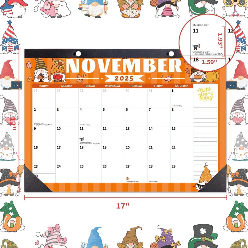 windrio 2026 Desk Calendar Wall Calendars, Large 17" x 12", November 2025 - December 2026 Monthly Planner Desktop, 14 Months Planning Organizing for Home, School, Office, Holiday, Gnome - Image 4