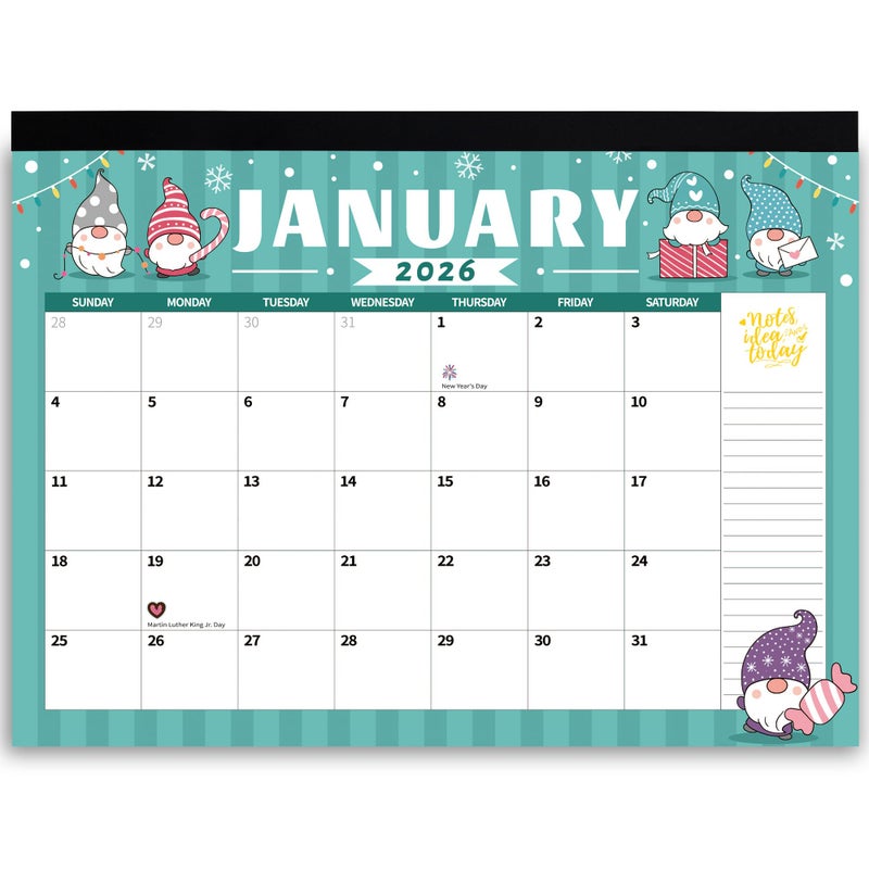 windrio 2026 Desk Calendar Wall Calendars, Large 17" x 12", November 2025 - December 2026 Monthly Planner Desktop, 14 Months Planning Organizing for Home, School, Office, Holiday, Gnome - Image 1