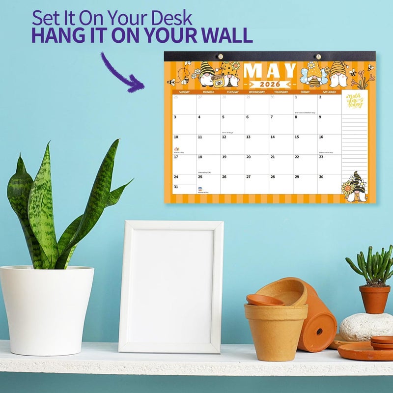 windrio 2026 Desk Calendar Wall Calendars, Large 17" x 12", November 2025 - December 2026 Monthly Planner Desktop, 14 Months Planning Organizing for Home, School, Office, Holiday, Gnome - Image 3