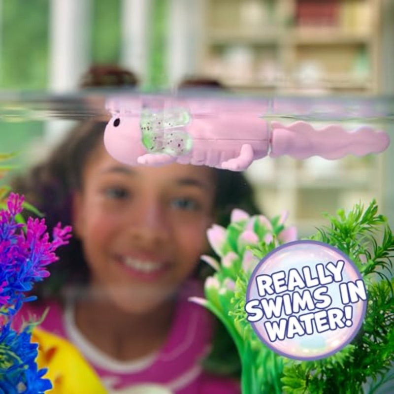 Interactive Baby Axolotl with Inflatable Pool, Alix, Swims and Lights Up in Water, Rainbow Lights Tell Your Mood Ages 5+ - Image 2