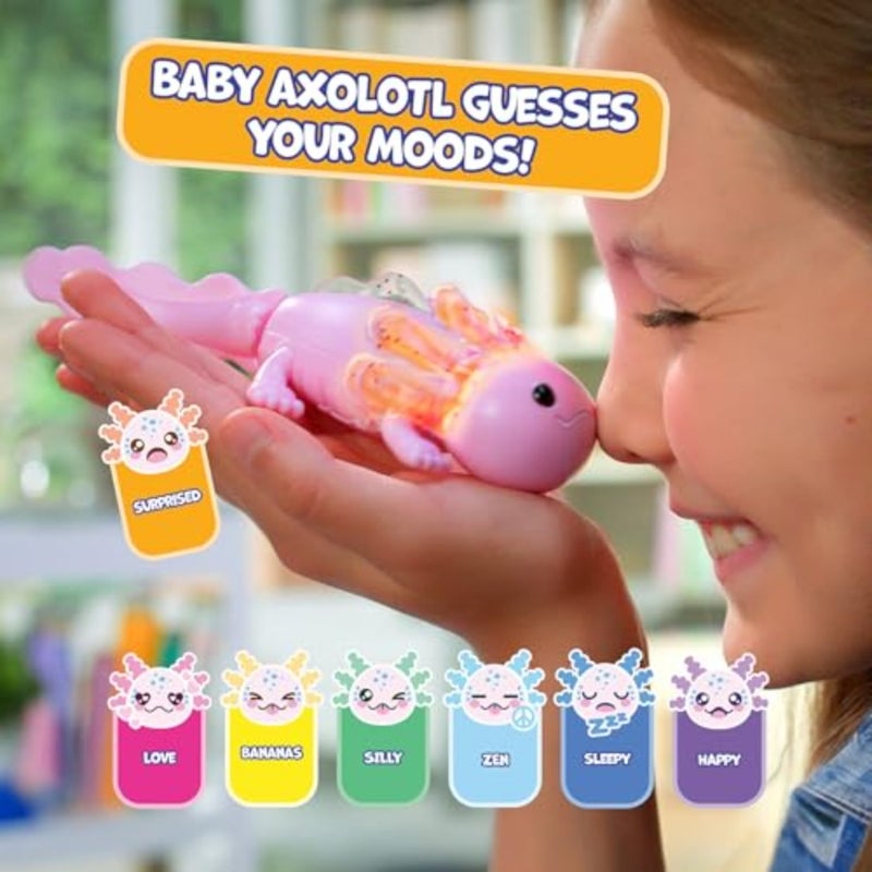 Interactive Baby Axolotl with Inflatable Pool, Alix, Swims and Lights Up in Water, Rainbow Lights Tell Your Mood Ages 5+ - Image 4