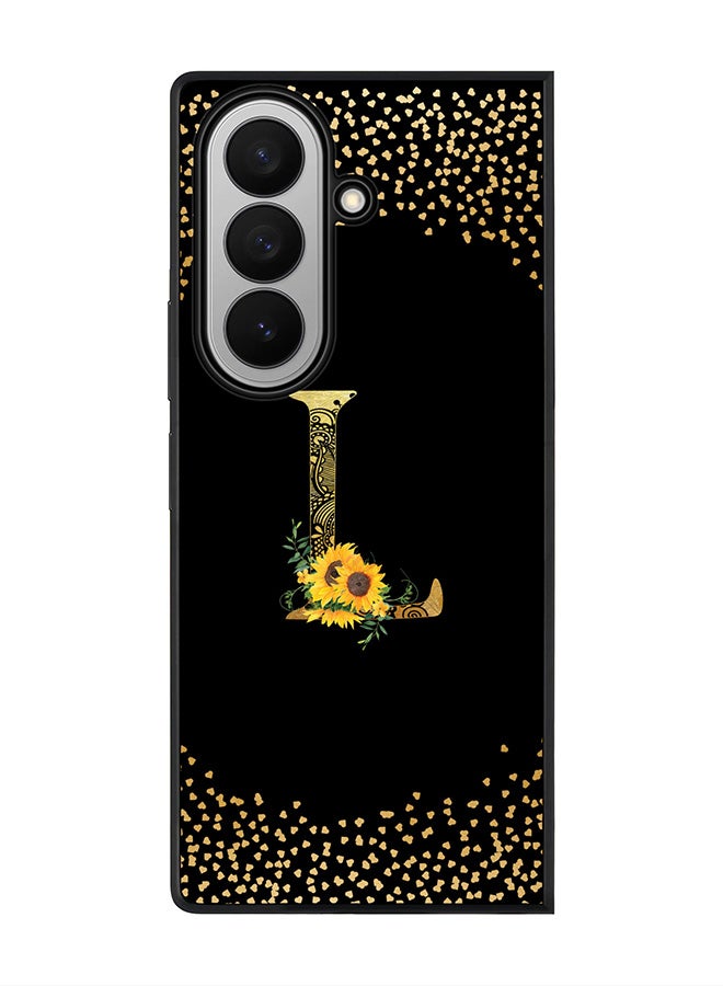 For Samsung Galaxy Z Fold7 Case,Slim fit Camera Protection, Shockproof Thin Phone cover  - Custom Floral Monogram - L ( Black )