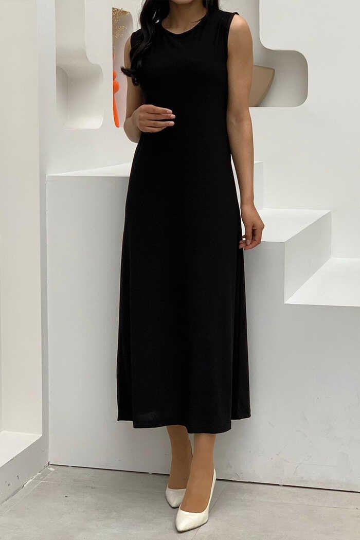 Bym Fashion Zero Sleeve Long Sandy Underwear Dress 3197 Black - Image 1