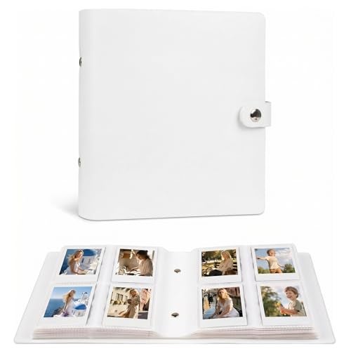 Ruibytree 320 Pockets Photo Album for Fujifilm Instax Mini LiPlay 12 11 9 8 40 41 99 Evo 7S Instant Film Camera, PU Leather Cover Photo Book for Polaroid 2x3 Pictures, Clay White - Image 1