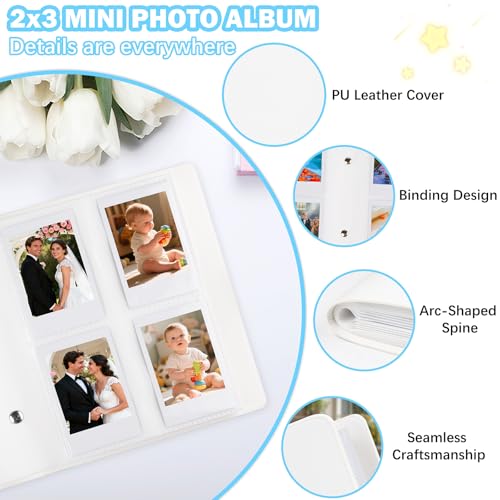 Ruibytree 320 Pockets Photo Album for Fujifilm Instax Mini LiPlay 12 11 9 8 40 41 99 Evo 7S Instant Film Camera, PU Leather Cover Photo Book for Polaroid 2x3 Pictures, Clay White - Image 5