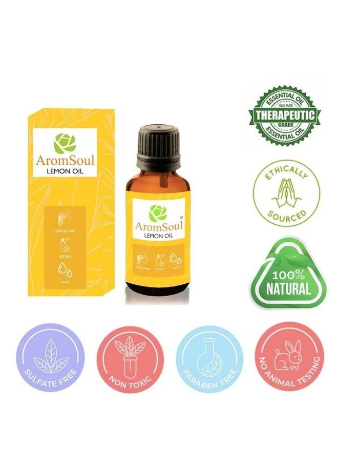 Aromsoul - 100% Pure & Natural Lemon Oil 30 Ml ; Cold Pressed ; Therapeutic Grade ; For Face Skin & Hair Care ; Pigmentation Whitening Dandruff & Aromatherapy - Image 1