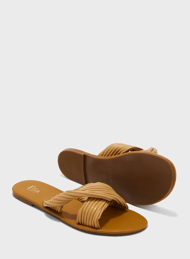 ELLA Ribbed Twisted Flat Sandal