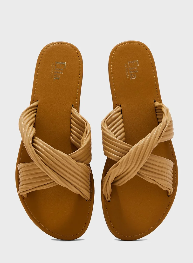 ELLA Ribbed Twisted Flat Sandal