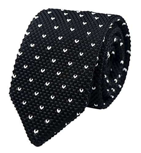 Secdtie Mens Knit Black and White Ties Modern Basic Designed Sweater Casual Silk Necktie - Image 4