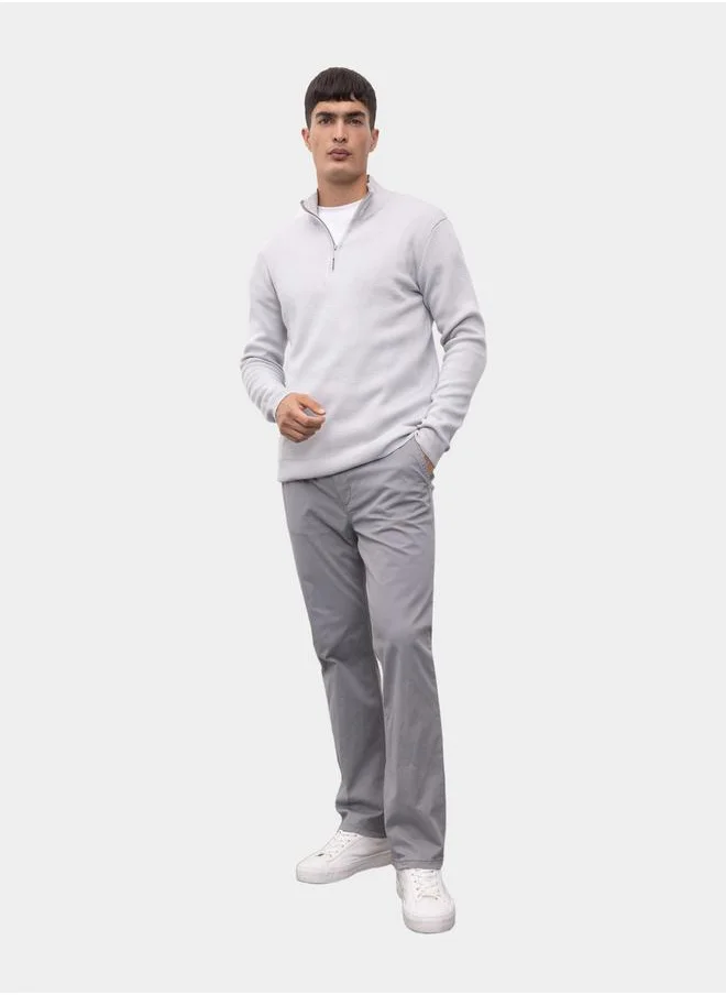 ديفاكتو Regular Fit Hight Neck with Zipper Knit Sweater by Styli