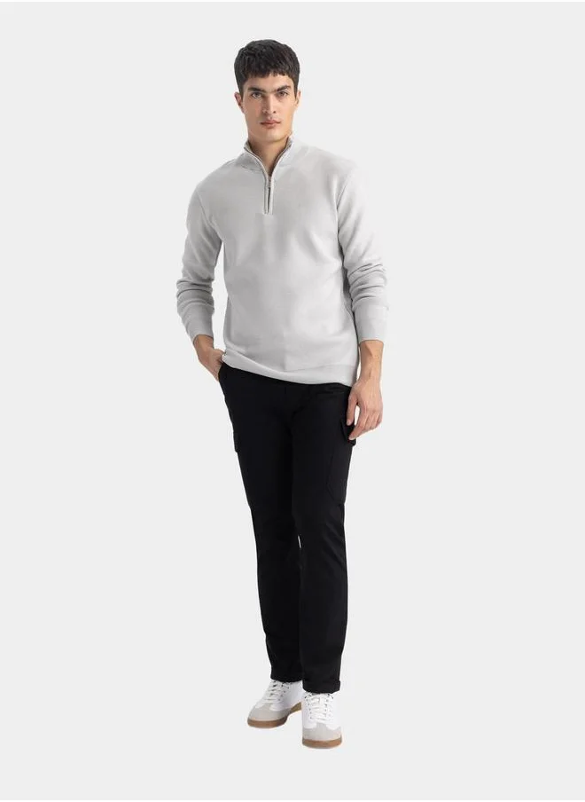 ديفاكتو Regular Fit Hight Neck with Zipper Knit Sweater by Styli