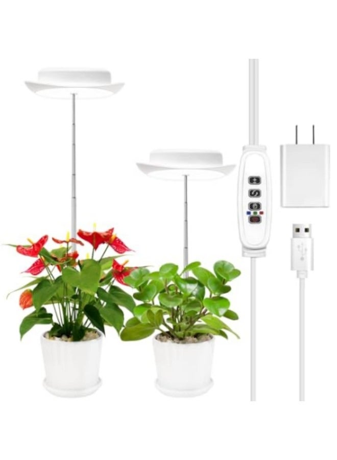 Generic 2 Head Grow Lights for Indoor Plants, 3 Modes 360° LED Plant Grow Light with Timer, 10 Dimmable Levels, Auto On/Off, Grow Lamp Ideal for Indoor Plants, Seedlings, Succulents  - Image 1