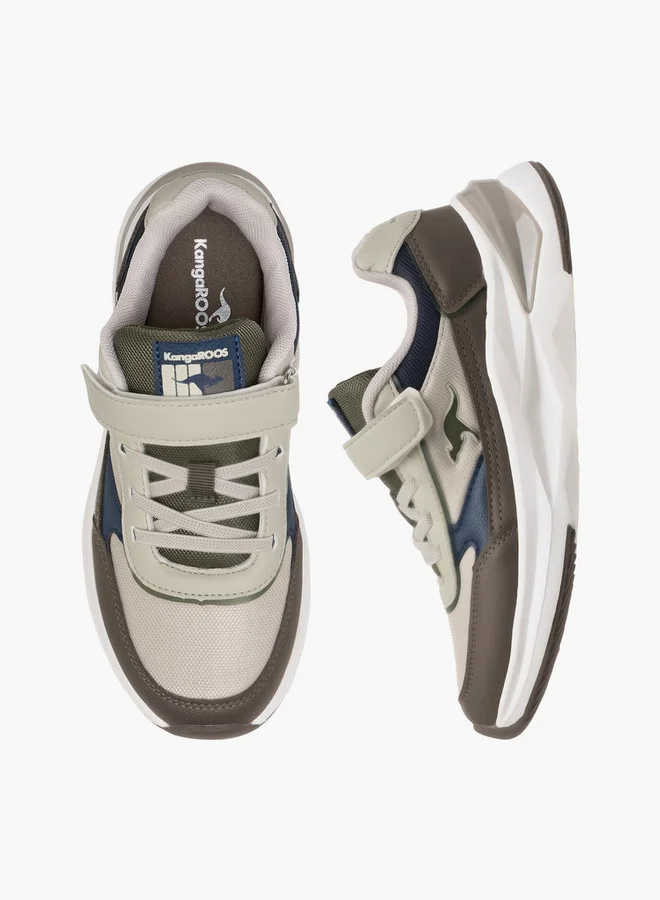 كانغاروس Boys' Panelled Sports Shoes with Hook and Loop Closure
