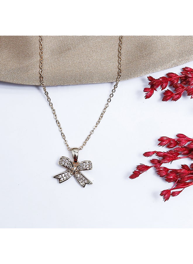 FLUFFY Bow Tie Soft Necklaces Of Fluffy Women's Accessories-Gold  - Image 1