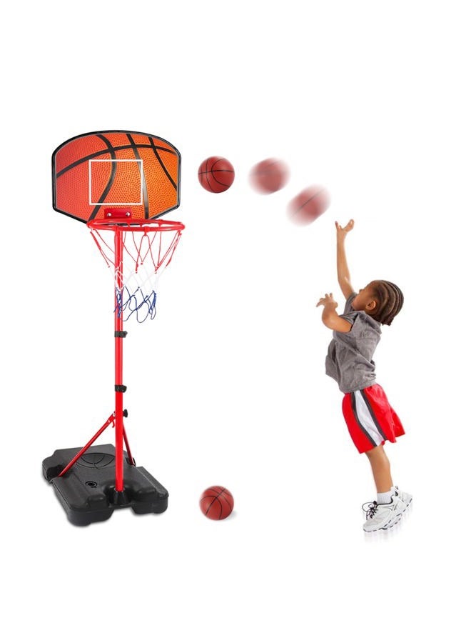 Hieoby Kids Basketball Hoop for 1 2 3 4 5 6 Year Old Stand Adjustable Height 3.5ft-5.5ft Toddler Indoor Mini Basketball Hoops Goal Ball Games Toys for Girl Boy Age 1-3 2-4 3-5 - Image 1
