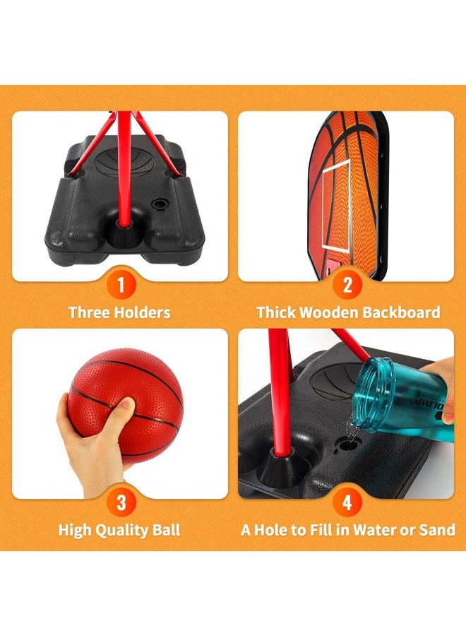 Hieoby Kids Basketball Hoop for 1 2 3 4 5 6 Year Old Stand Adjustable Height 3.5ft-5.5ft Toddler Indoor Mini Basketball Hoops Goal Ball Games Toys for Girl Boy Age 1-3 2-4 3-5 - Image 4