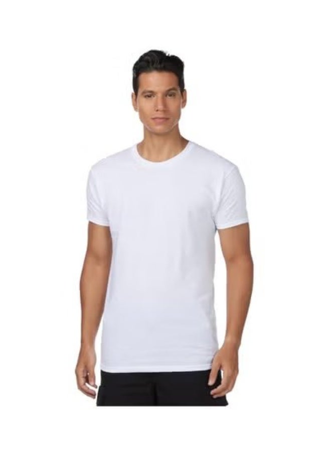 Hanes Mens 3 Pack Tagless Crew Neck T Shirt White Large - Image 1