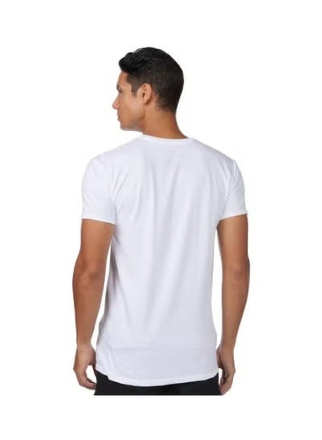 Hanes Mens 3 Pack Tagless Crew Neck T Shirt White Large - Image 2