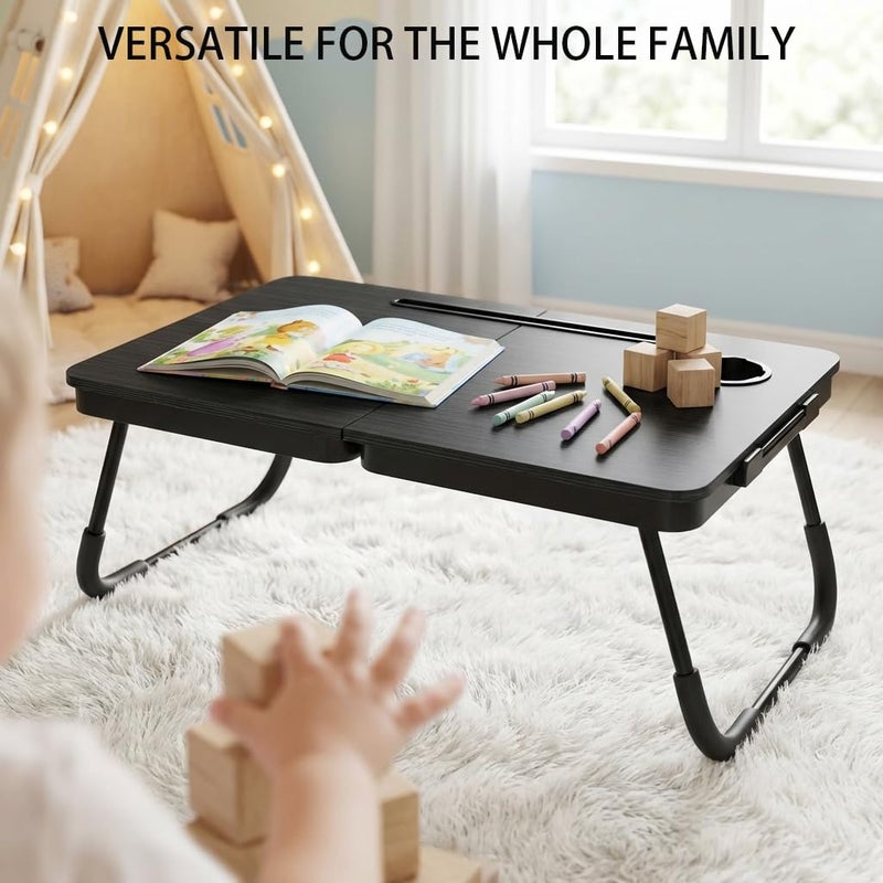 BUYIFY Foldable Laptop Bed Desk for Couch, Sofa - Large Lap Desk Tray Table with Cup Holder and Tablet Slot - Portable Notebook Stand for Eating, Writing, Studying and WFH (Black)- USA Original Patent - Image 5