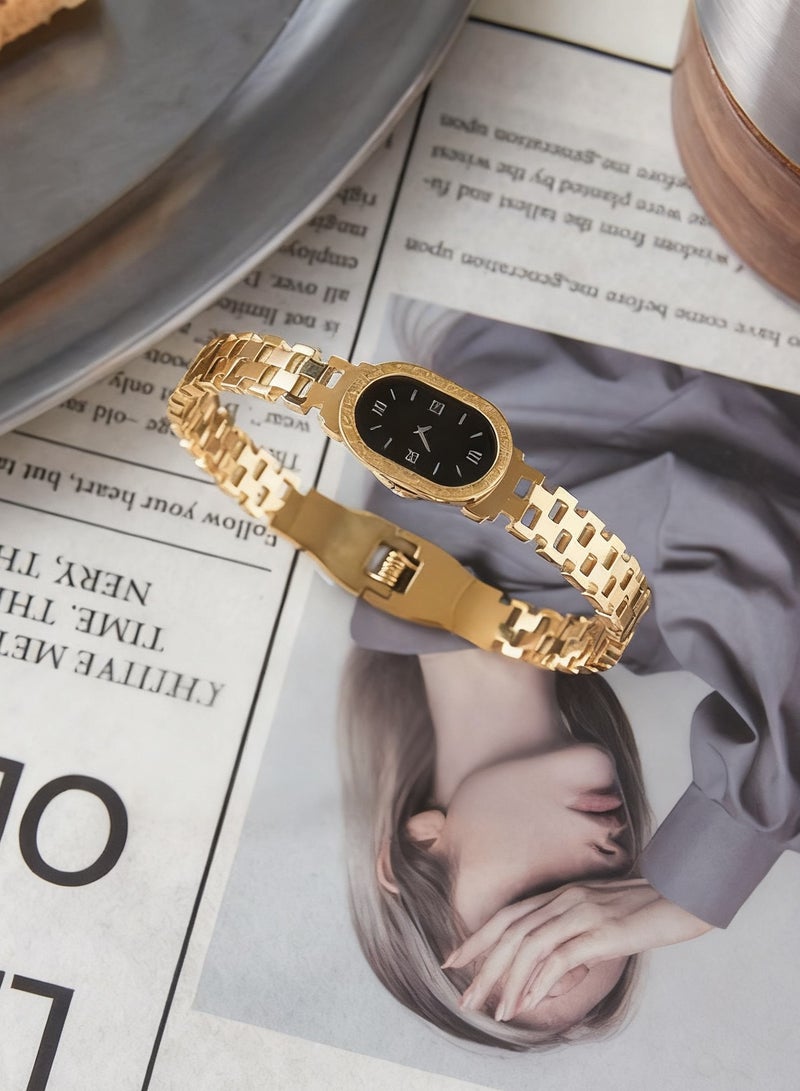 SUNDARA Elegant Watch-style 18K Gold Plated Bracelet, Titanium Steel Bangle for Women and Girls with Luxury Gift Box, Ideal Gift for Valentine's Day, Anniversaries, Birthdays, Graduations, New Year's Day, Mother's Day - Image 3