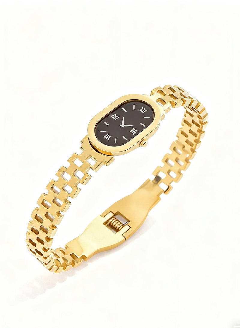 SUNDARA Elegant Watch-style 18K Gold Plated Bracelet, Titanium Steel Bangle for Women and Girls with Luxury Gift Box, Ideal Gift for Valentine's Day, Anniversaries, Birthdays, Graduations, New Year's Day, Mother's Day - Image 1