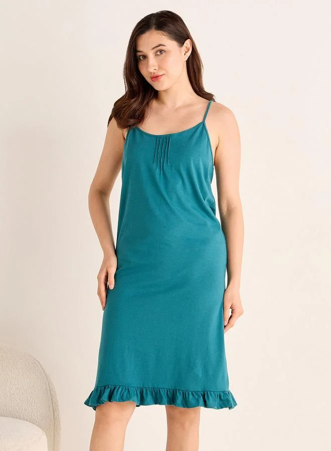 Splash FAV  Set of 2 - Midi Slip Dress Strappy Ruffled Hem Cotton for Women | Best Price UAE
