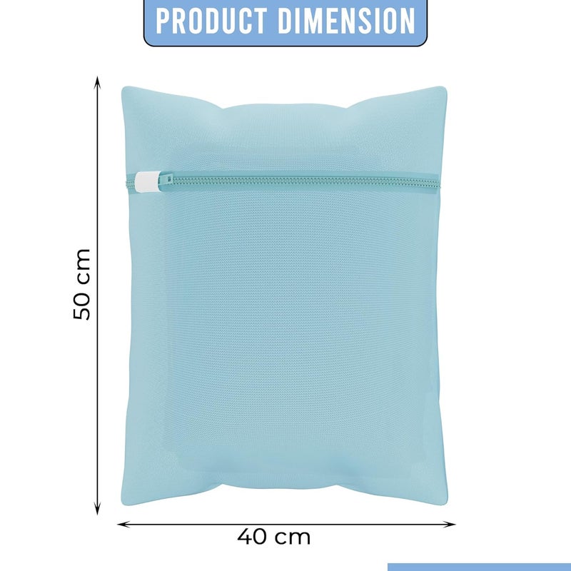 Kuber Industries Set of 15 Polyester Mesh Laundry Bag with Zip Reusable Washing Bags for Washing Machine Ideal for Delicate Fabrics Lingerie Shoes Protection YZ6BLU Plain Blue - Image 3