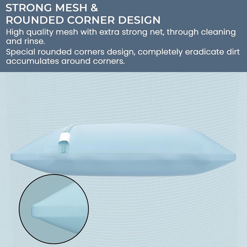 Kuber Industries Set of 15 Polyester Mesh Laundry Bag with Zip Reusable Washing Bags for Washing Machine Ideal for Delicate Fabrics Lingerie Shoes Protection YZ6BLU Plain Blue - Image 4